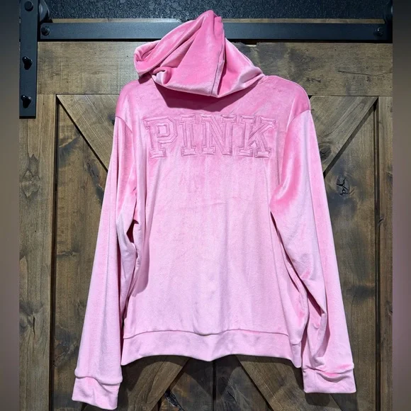 EUC PINK Brand Velour Pink Zip Yp Hoodie Sz XL - Picture 3 of 15